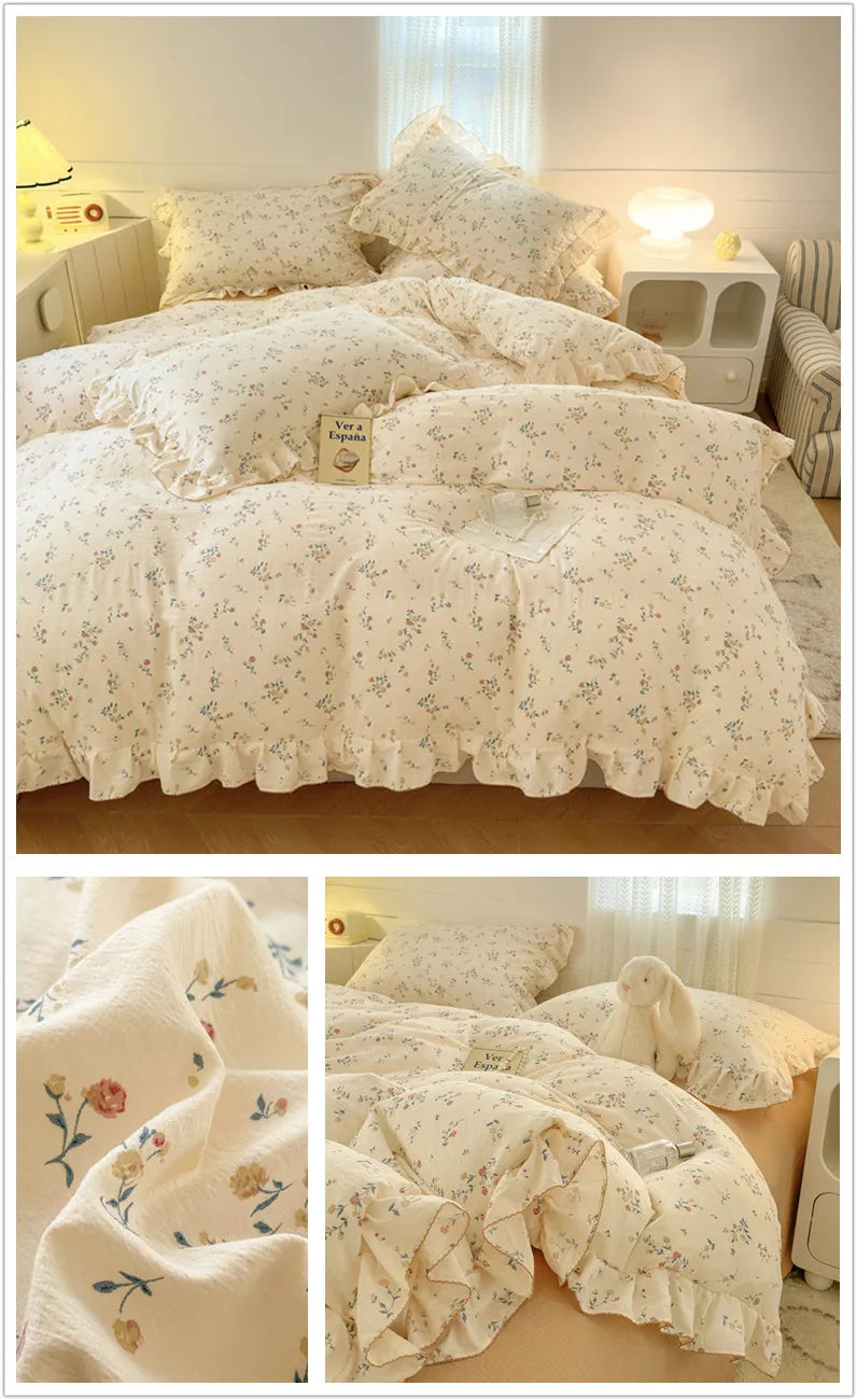 Bonenjoy Lace Duvet Cover Printed Home Quilts Cover Ruffles Comforter Covers Adults Kids Room Bedding (Pillowcase Need Order)