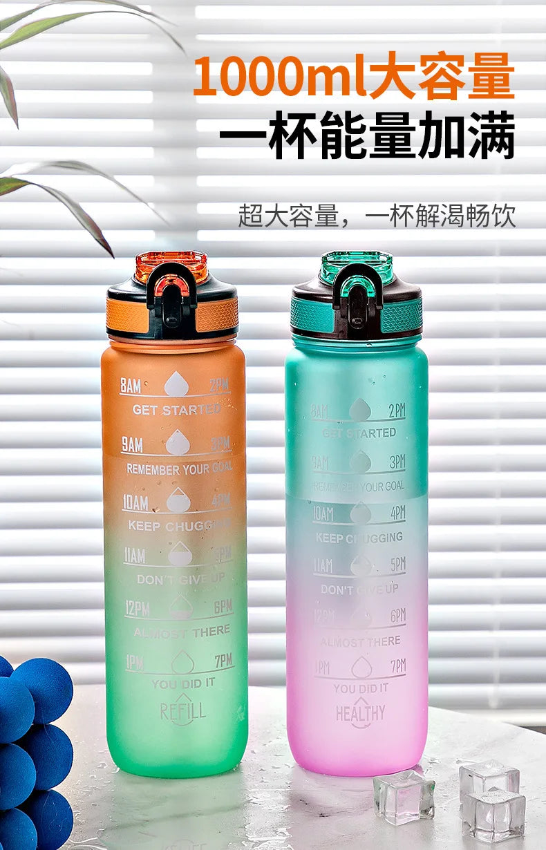 1 Liter Water Bottle Motivational Sport Water Bottle Leakproof Bottles Drinking Outdoor Travel Gym Fitness Jugs For Kitchen Cups