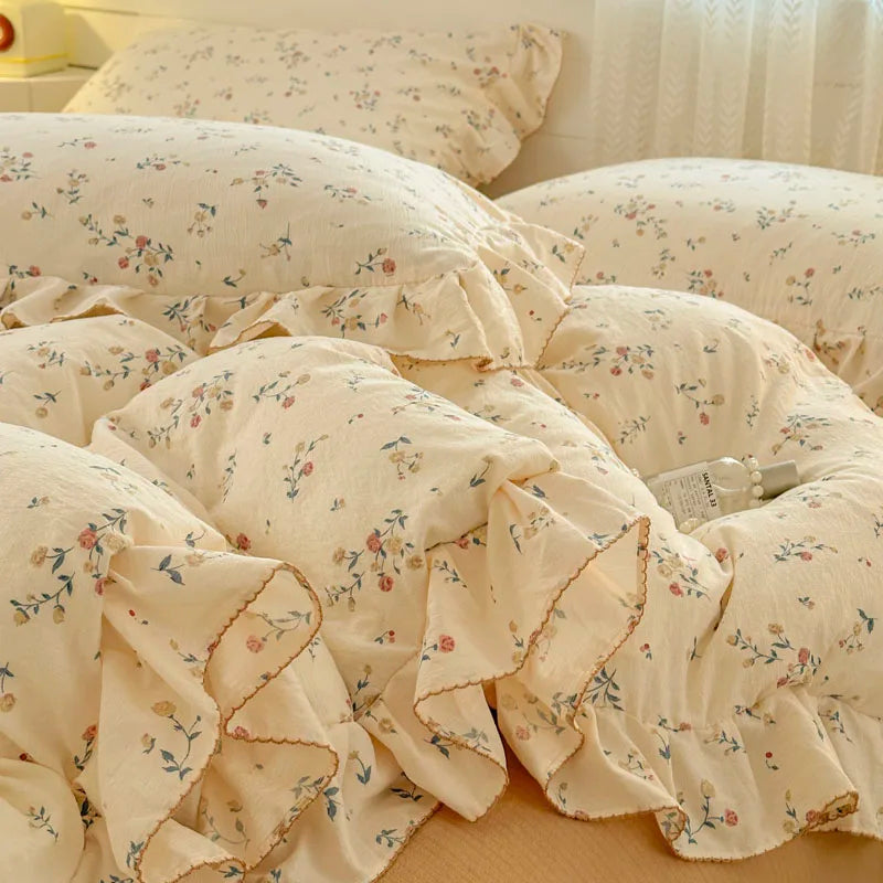 Bonenjoy Lace Duvet Cover Printed Home Quilts Cover Ruffles Comforter Covers Adults Kids Room Bedding (Pillowcase Need Order)