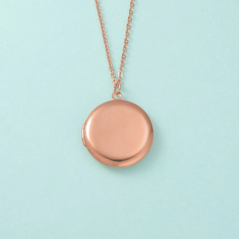 5pc Carved Designs Round Photo Frame Pendant Necklace Stainless Steel Charms Locket Girls Women Memorial Jewelry