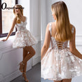 Osquernovia Charming A-line Wedding Dresses Lace Appliques Scoop Neck Lacing Up Spaghetti Straps Vestidos De Novia Customised