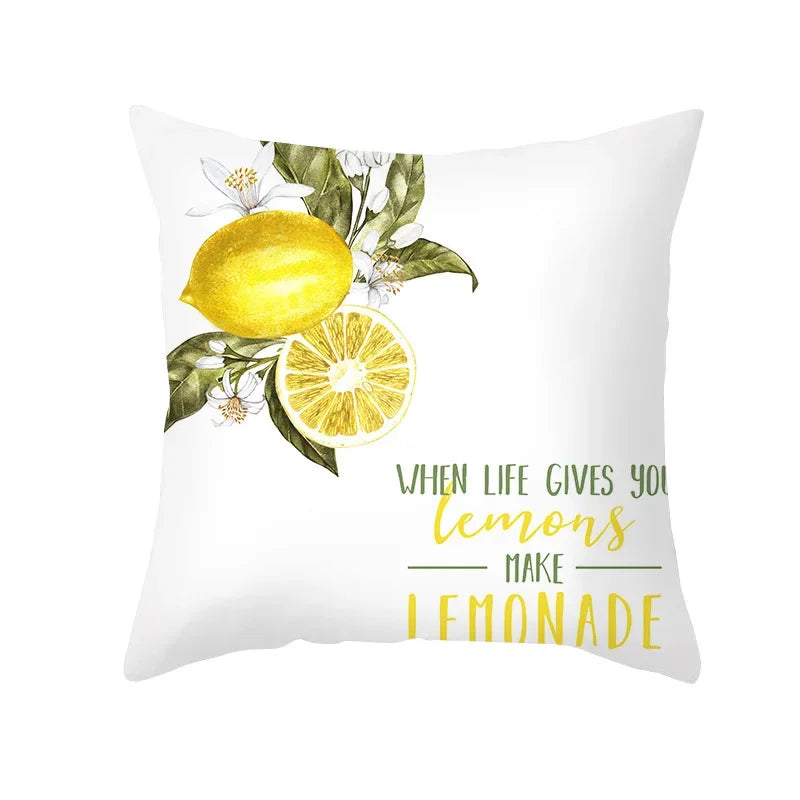 Cushion Cover Throw Pillow Sofa Decorative Pillowcase Lemon Pattern Summer