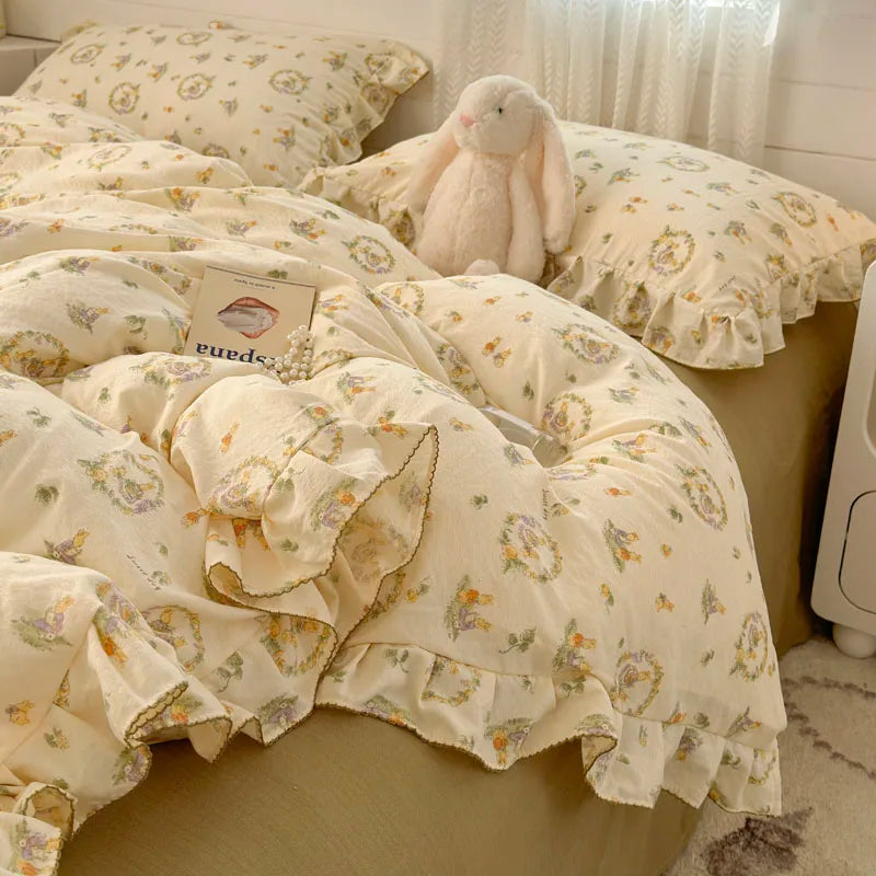 Bonenjoy Lace Duvet Cover Printed Home Quilts Cover Ruffles Comforter Covers Adults Kids Room Bedding (Pillowcase Need Order)