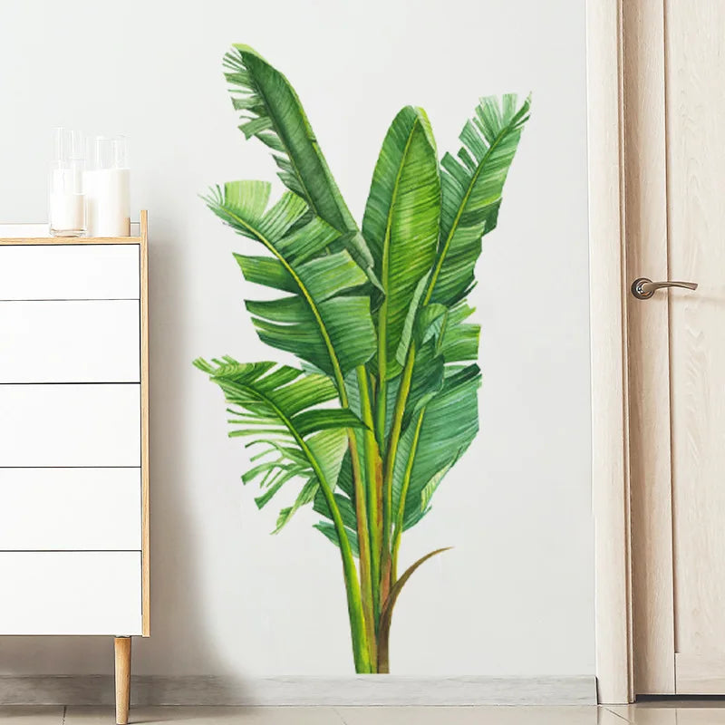 16 Styles Large Tropical Green Plants Wall Stickers Palm Leaves PVC Living Room Art Vinyl Poster Wallpaper Home Decoration Mural