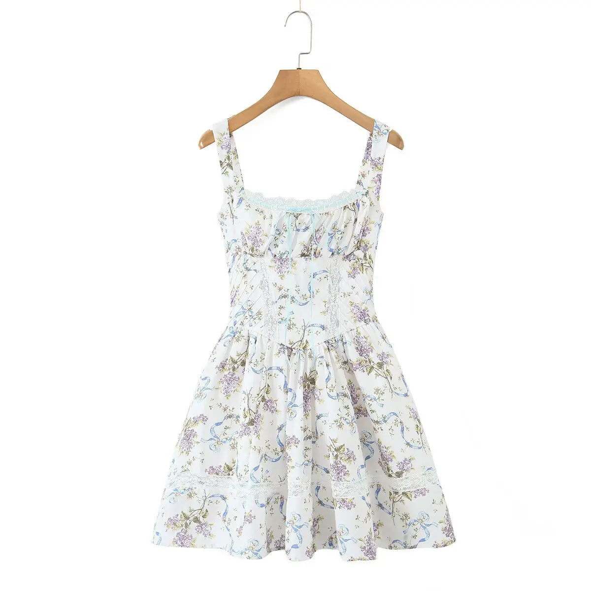 Floral Printed Summer Women's Dress Sleeveless Short Mini Tank Vestidos A-line Lace Dress 2025 New in Beach Vintage Party Dress