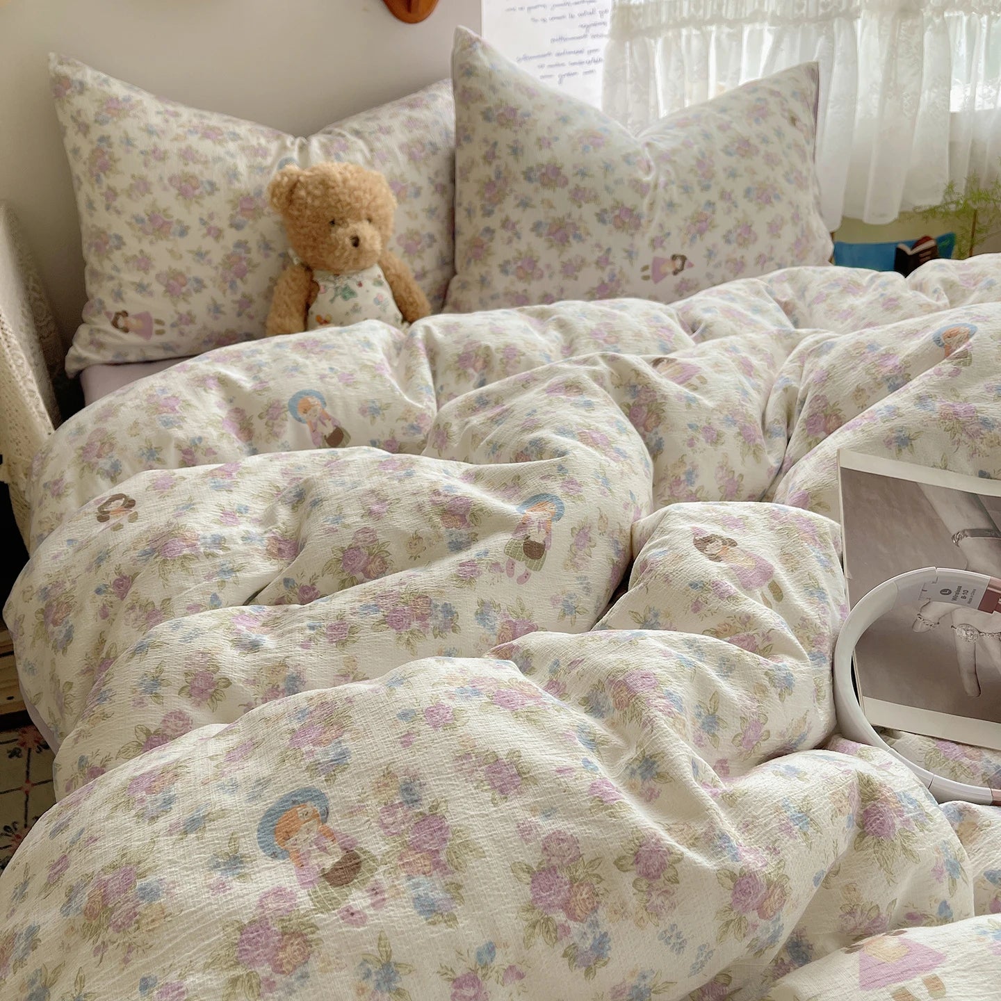 Home Microfiber Duvet Cover 1Pc Breathable Soft Zipper Closure Corner Ties Wrinkle Resistant Hypoallergenic Bedding for Bedroom