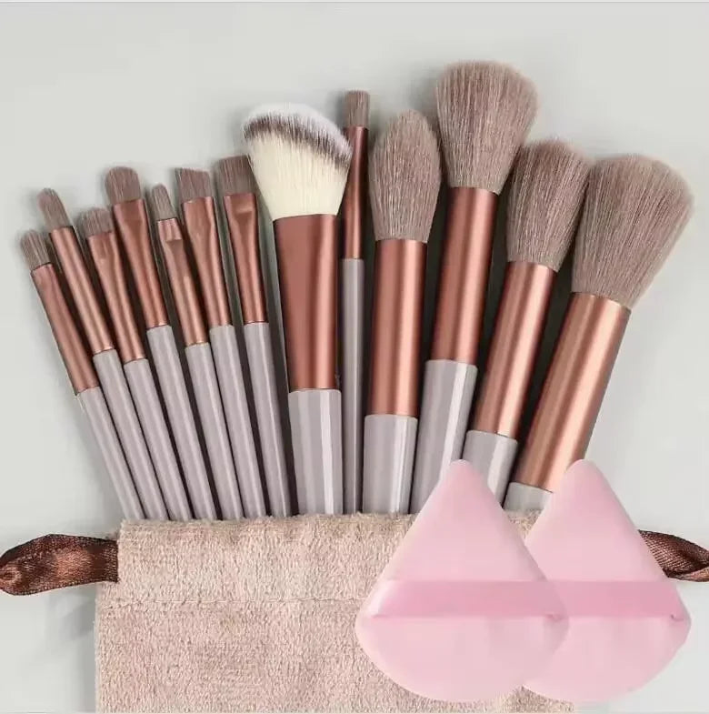 13pcs Premium  Nylon Bristle Makeup Brush Set - Soft, Gentle, and Cruelty-Free for Flawless Foundation, Blush, Powder,