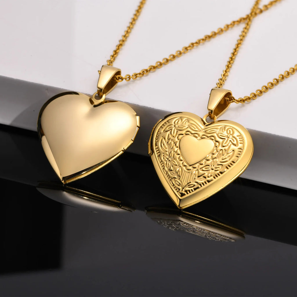 Stainless Steel Jewelry Custom Photo Frame Heart Locket Necklace Women Memory Romantic Love Pendant For Promise Keepsake Gift