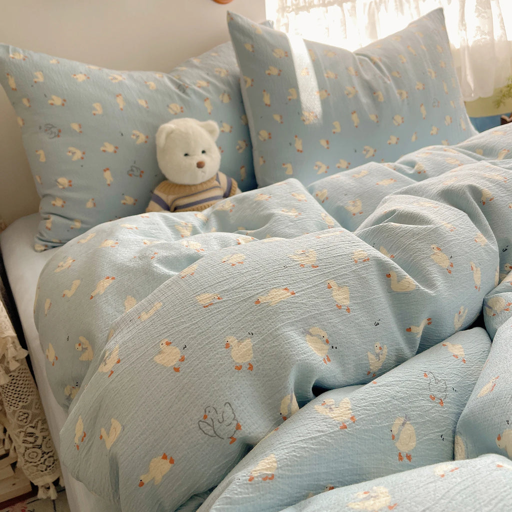 Home Microfiber Duvet Cover 1Pc Breathable Soft Zipper Closure Corner Ties Wrinkle Resistant Hypoallergenic Bedding for Bedroom