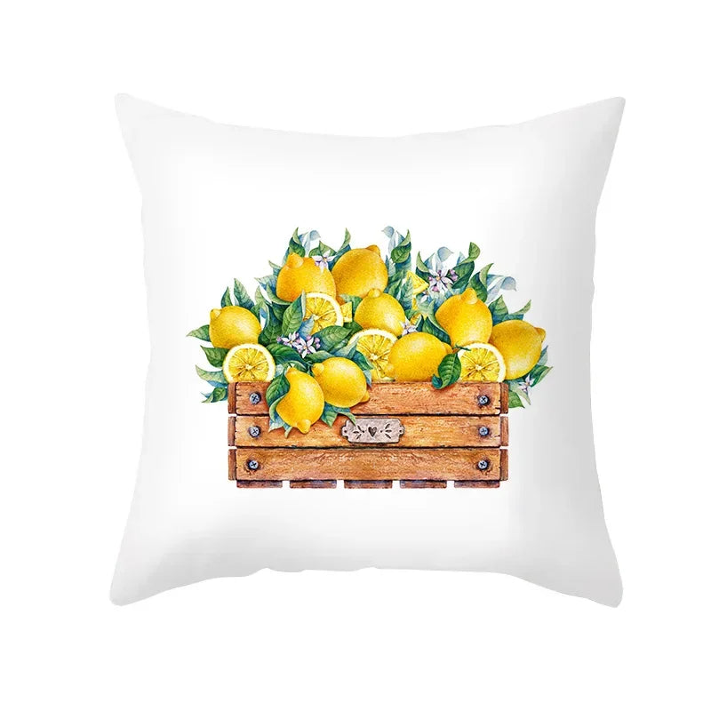 Cushion Cover Throw Pillow Sofa Decorative Pillowcase Lemon Pattern Summer