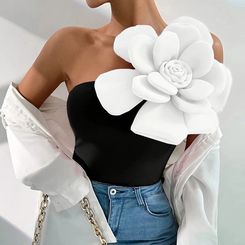 Elegant Flower Design T Shirt Women Sexy Sleeveless Women T-Shirts Pink Red Black Fashion Slim Tee Tops Female Pullover