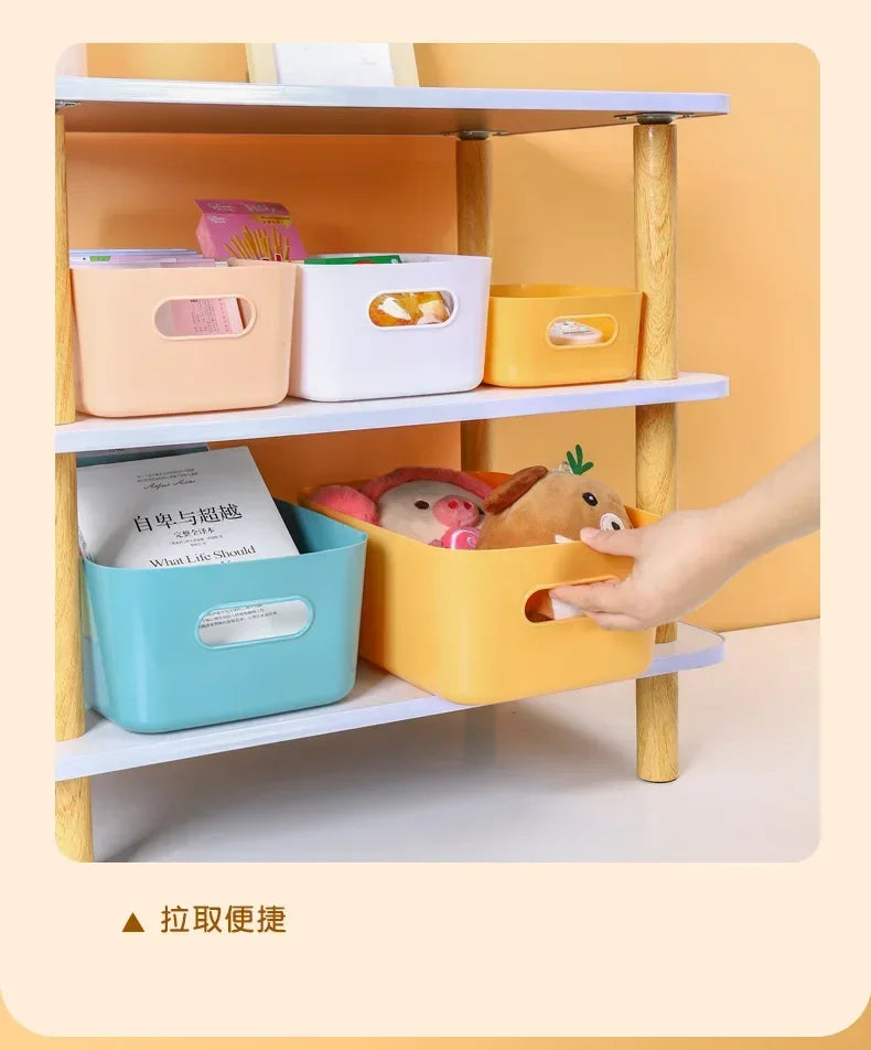 Foldable Storage Boxes Student Desktop Collapsible Crate Organizer Tape Stationery Cosmetic Rack Folding Storage Basket 1PC