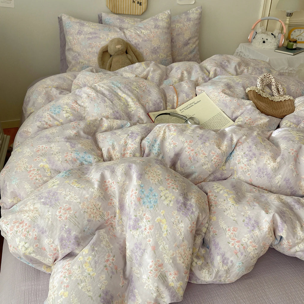 Home Microfiber Duvet Cover 1Pc Breathable Soft Zipper Closure Corner Ties Wrinkle Resistant Hypoallergenic Bedding for Bedroom