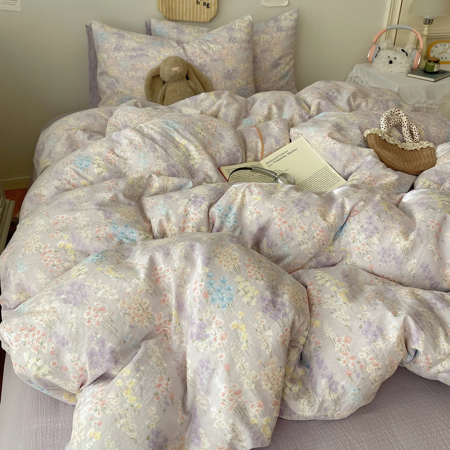 Home Microfiber Duvet Cover 1Pc Breathable Soft Zipper Closure Corner Ties Wrinkle Resistant Hypoallergenic Bedding for Bedroom