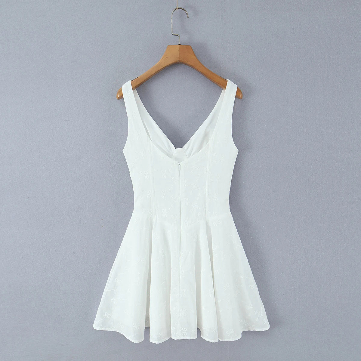 Sexy White Embroidery Floral Corset style Boning Tank Dress Women Cross Lacing up Bow Slim Waist Swing Short Dresses Vestdios