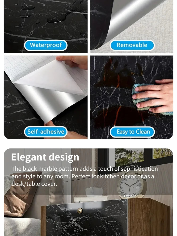 Marble Wall Stickers Wallpaper, Kitchen Countertops Cabinets Furniture Self-adhesive Wallpaper, PVC Greaseproof Stickers