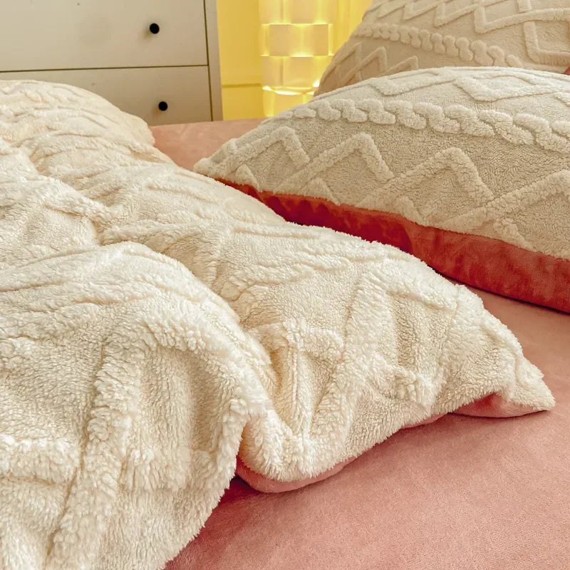 Taffel Velvet Duvet Cover for Winter Super Warm Soft Solid Color Comforter Cover Blanket Covers for Double Beds NO Pillowcase