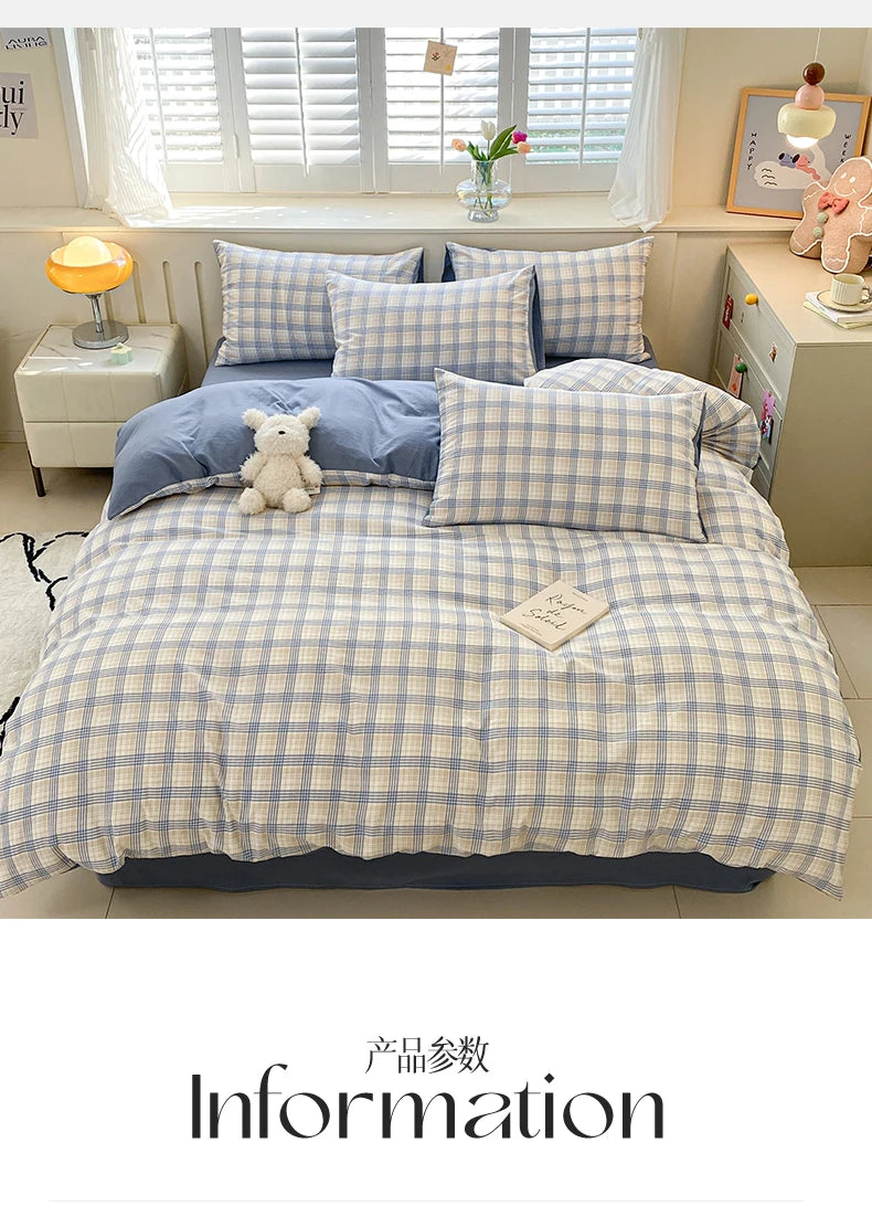 Modern Minimalist Plaid Duvet Cover 220x240 Soft Breathable All Season Queen Comforter Cover Single Piece Striped Quilt Covers