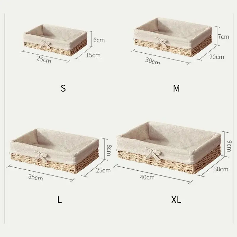Woven Storage Baskets Metal and Rattan Organizer Storage Boxes with Cotton Lining Clothes Organizer Basket Bedroom Accessories