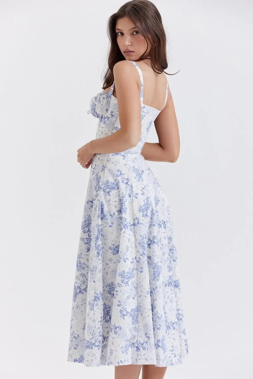 Sexy Floral Print Corset Long Dress Women's Slips Dresses Female Bandage Spring Summer Y2K Summer Holiday Vacatioin White Pink