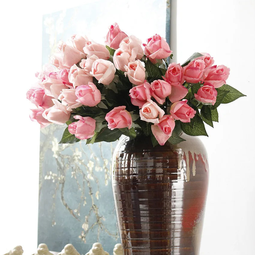 11pcs/Lot Fresh Rose Artificial Flowers Real Touch Rose Floral Home Decorations For Wedding Party Birthday Gifts
