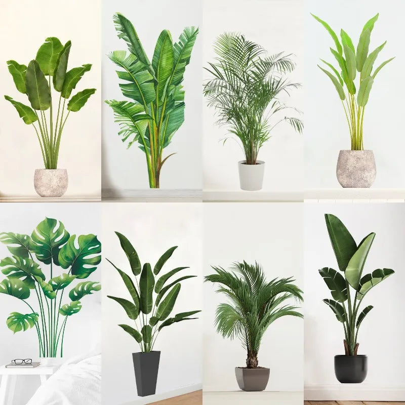 16 Styles Large Tropical Green Plants Wall Stickers Palm Leaves PVC Living Room Art Vinyl Poster Wallpaper Home Decoration Mural