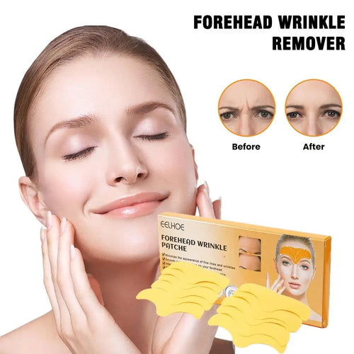 10pcs/box Forehead Wrinkle Patch Lightening Forehead Wrinkle Gel Patch Hydrolyzed Collagen Firming Mask Facial Skincare Sticker