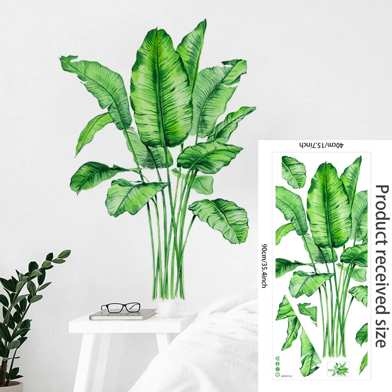 16 Styles Large Tropical Green Plants Wall Stickers Palm Leaves PVC Living Room Art Vinyl Poster Wallpaper Home Decoration Mural