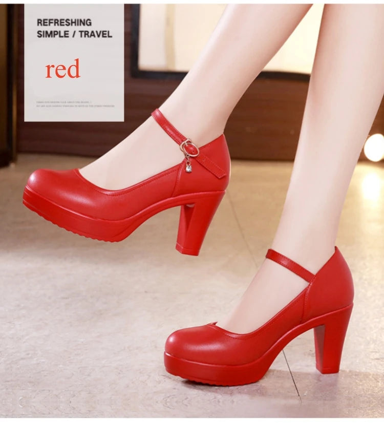 Small Size 32-43 Shallow Thick Bottom White Silver Wedding Shoes Bride Platform Pumps 2025 Block High Heels Shoes for Model Mom