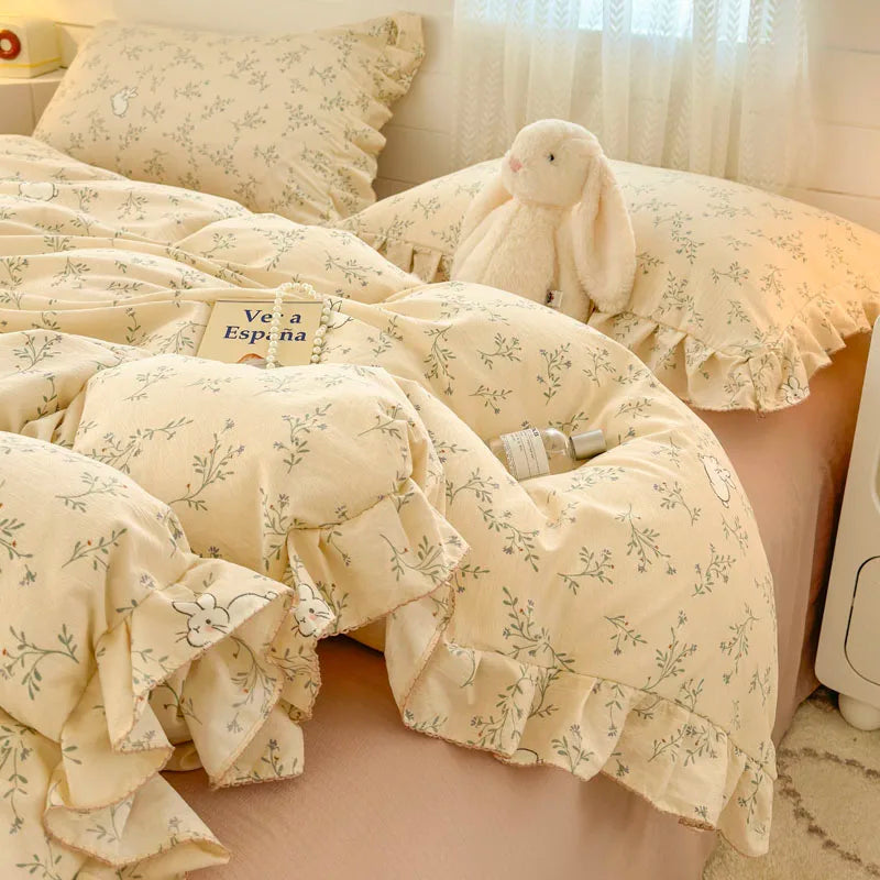 Bonenjoy Lace Duvet Cover Printed Home Quilts Cover Ruffles Comforter Covers Adults Kids Room Bedding (Pillowcase Need Order)