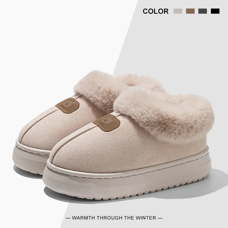 Fleece Lined Winter Slippers For Men Women With Ankle Cover Thick Sole Lightweight Eva Indoor Outdoor Warm Home Shoes Multiple C