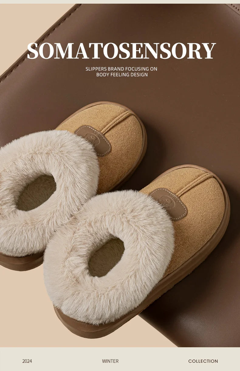 Fleece Lined Winter Slippers For Men Women With Ankle Cover Thick Sole Lightweight Eva Indoor Outdoor Warm Home Shoes Multiple C