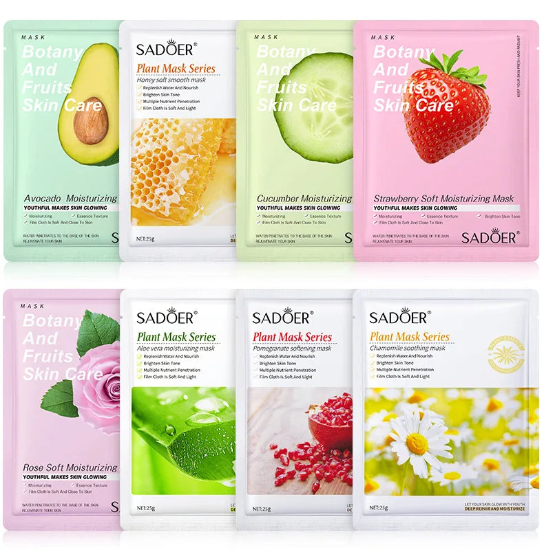 8pcs Fruits Face Mask Beauty Facial Skincare Masks Moisturizing Firming Hydrating Facial Mask Face Care Korean Cosmetics