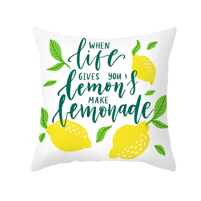 Cushion Cover Throw Pillow Sofa Decorative Pillowcase Lemon Pattern Summer
