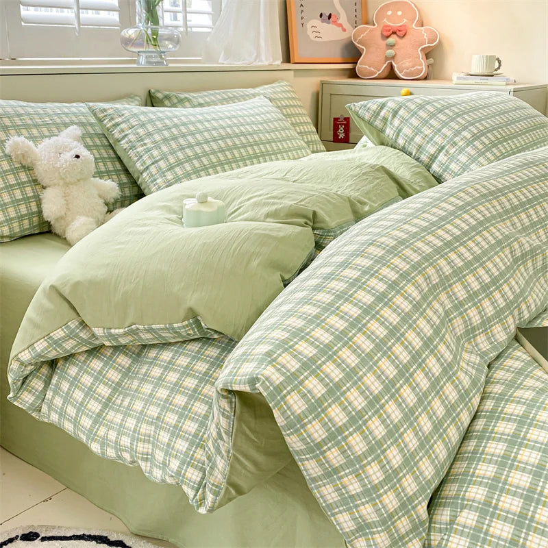 Modern Minimalist Plaid Duvet Cover 220x240 Soft Breathable All Season Queen Comforter Cover Single Piece Striped Quilt Covers