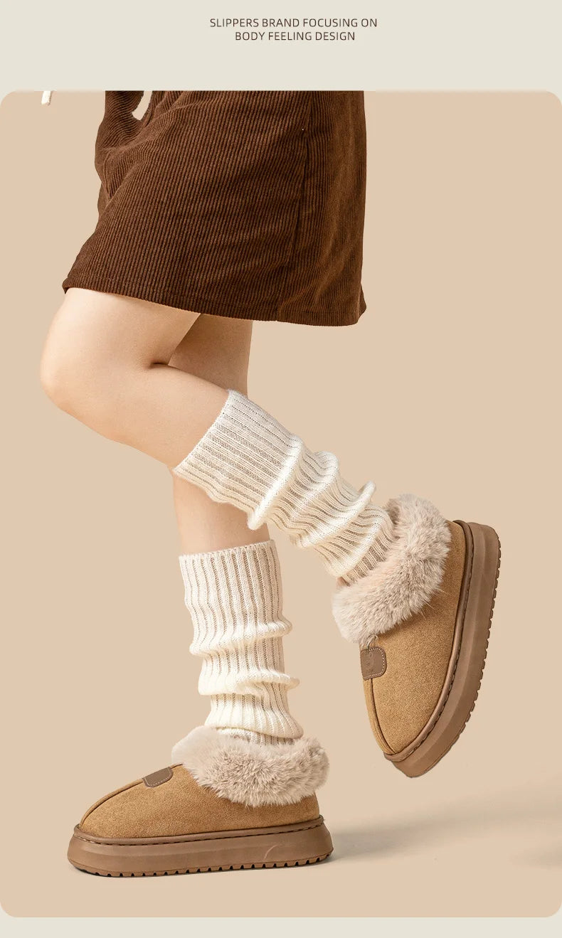 Fleece Lined Winter Slippers For Men Women With Ankle Cover Thick Sole Lightweight Eva Indoor Outdoor Warm Home Shoes Multiple C