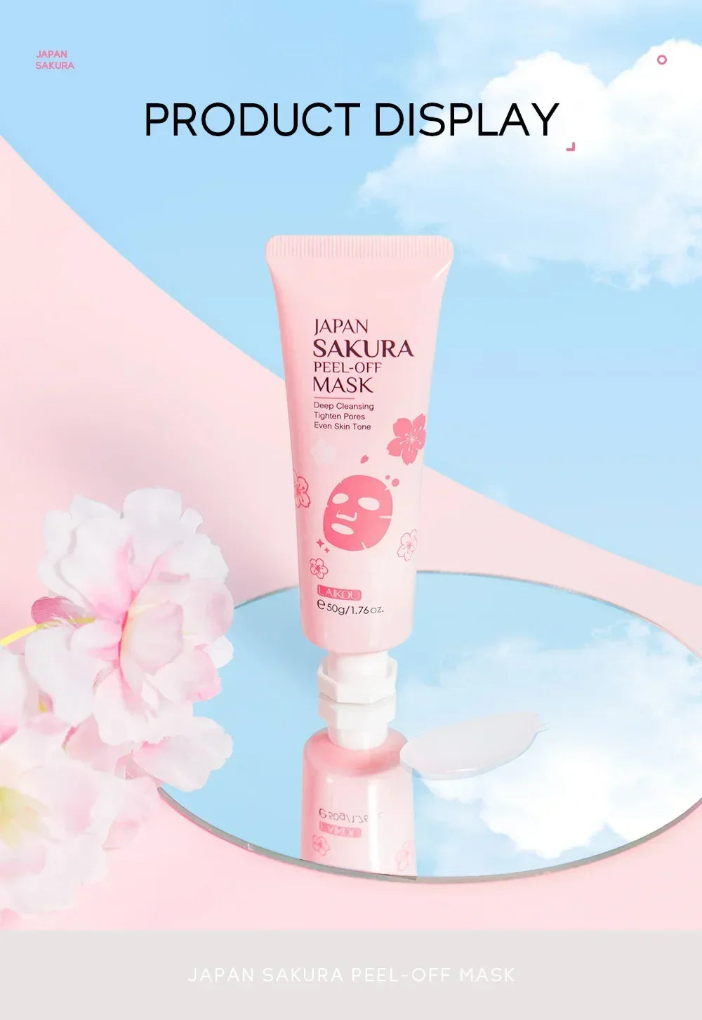 Sakura Peeling Face Mask Deep Cleansing Aging Anti Wrinkle Whitening Blackhead Removed Tear Off Mask Facial Skin Care 50g