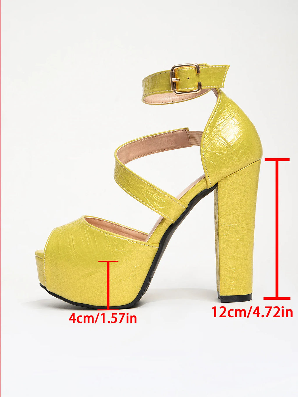 Fashion Buckle Strap Summer Platform Sandals For Women 12cm Chunky High Heel Pink Party Peep Toe Shoes Model Catwalk Show Heels