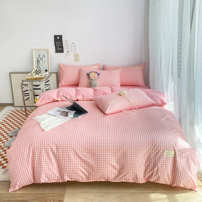 Small plaid pattern style single quilt cover double bed down duvet cover220x240cm large size quilt cover without pillowcase