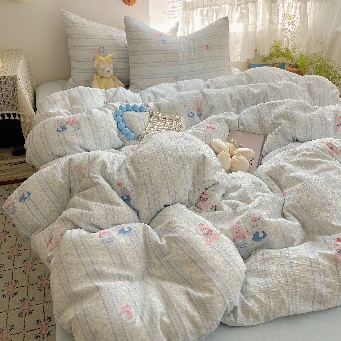 Home Microfiber Duvet Cover 1Pc Breathable Soft Zipper Closure Corner Ties Wrinkle Resistant Hypoallergenic Bedding for Bedroom