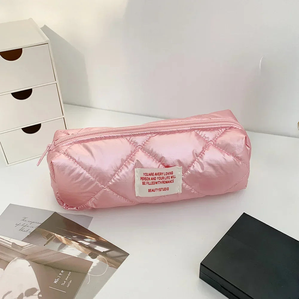 Large Capacity Make Up Kit Portable Travel Toiletries Skincare Organizer Pouch New Fashion Rhombus Shiny Clutch Cosmetic Bag