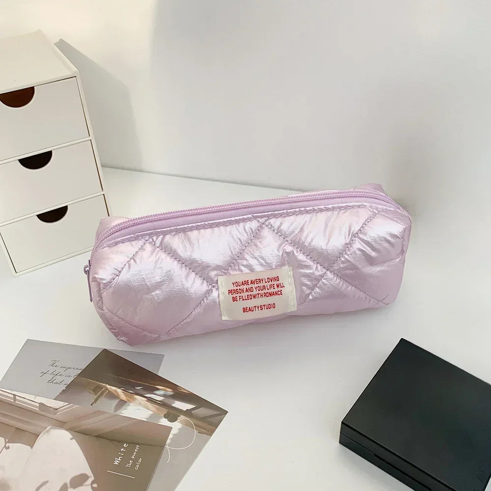 Large Capacity Make Up Kit Portable Travel Toiletries Skincare Organizer Pouch New Fashion Rhombus Shiny Clutch Cosmetic Bag