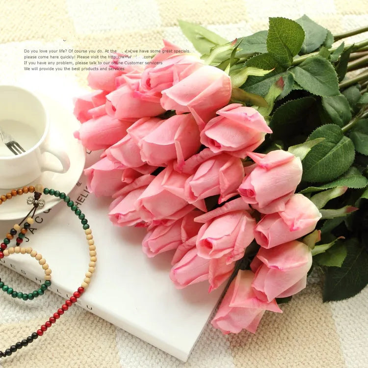 11pcs/Lot Fresh Rose Artificial Flowers Real Touch Rose Floral Home Decorations For Wedding Party Birthday Gifts