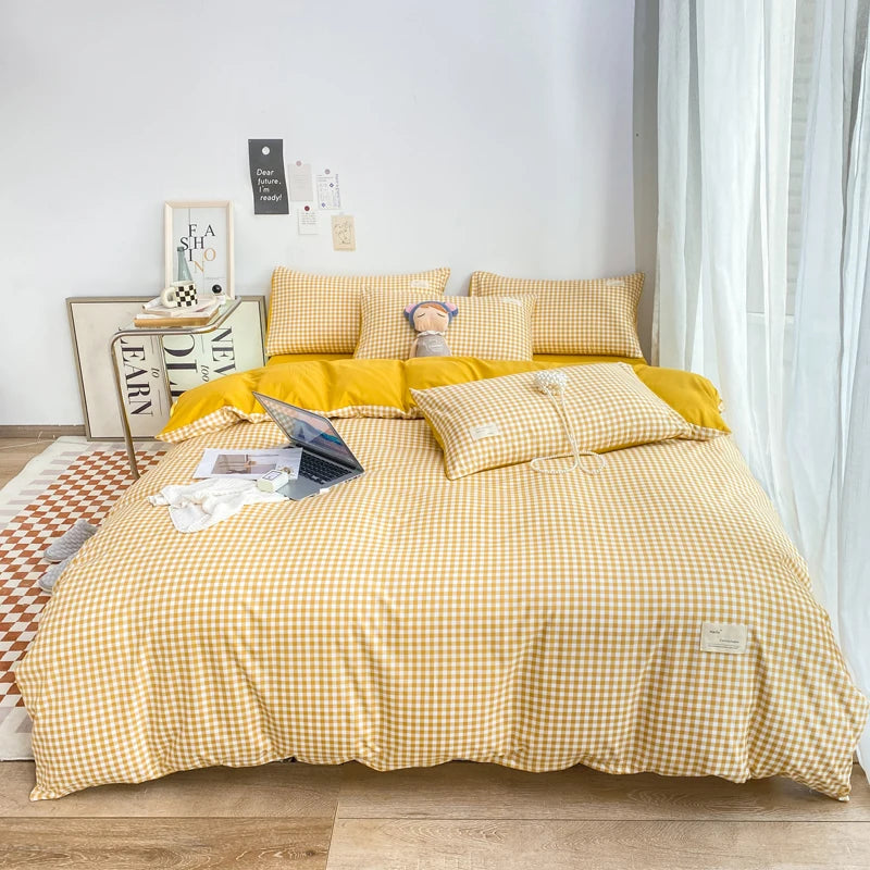 Small plaid pattern style single quilt cover double bed down duvet cover220x240cm large size quilt cover without pillowcase