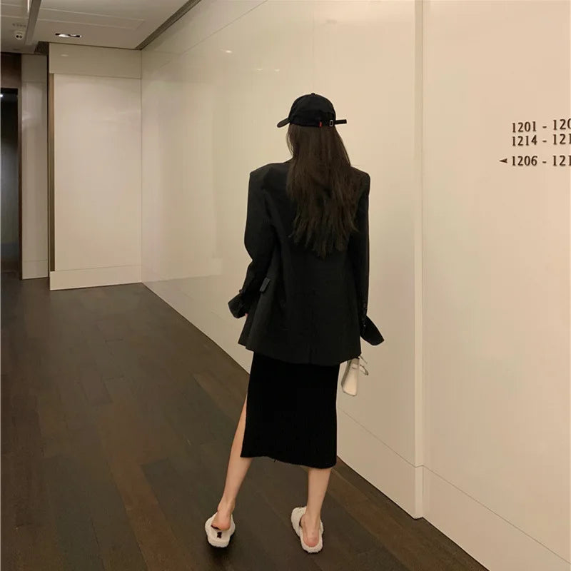 Elegant Elegant Sexy Stit Skirt Women's Slim Fit Slimming Hot Girl Knitted Dress Pure High Waist Temperament Skirt
