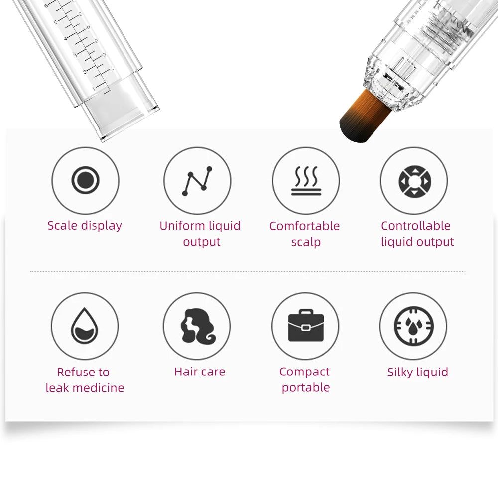 EMS Scalp Applicator Liquid Comb Hair Growth Oil Serum Comb High Frequency Vibration Scalp Massager Brush with Sterilization