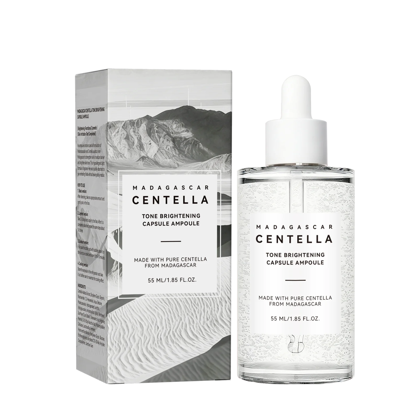 Skin Tone Perfector Brightening Ampoule 55ml - Centella & Niacinamide Serum Hydrates, Soothes & Enhances Radiance.
