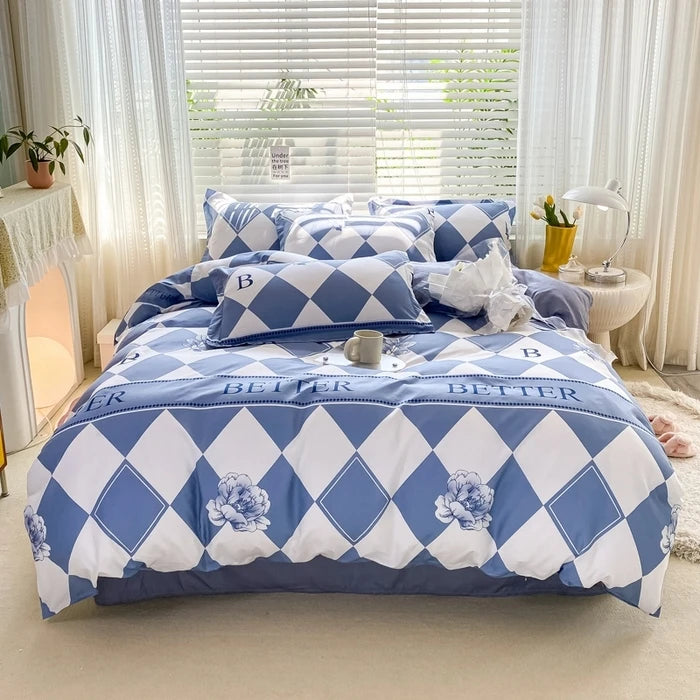 Double bed Quilt cover Duvet cover Microfiber bedding queen king Twin size for single nordic style Plaid Geometric Minimal