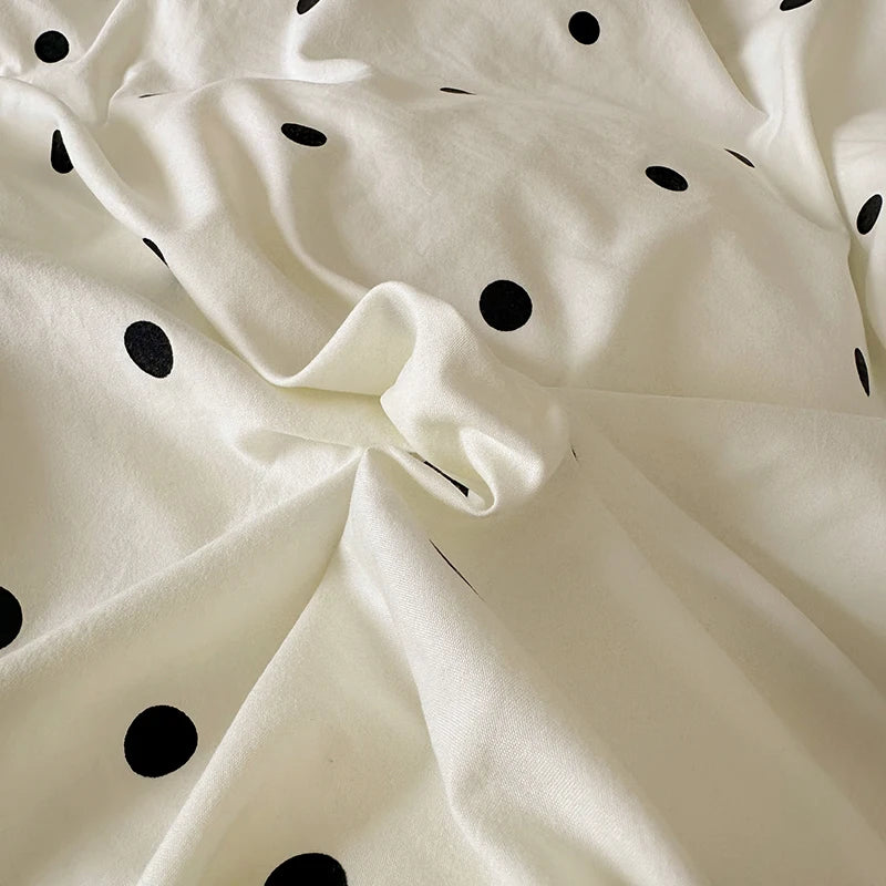 2025 new soft waxy waxy wash quilt cover Knitted double layer single bed sheet Little fresh polka dot bedding