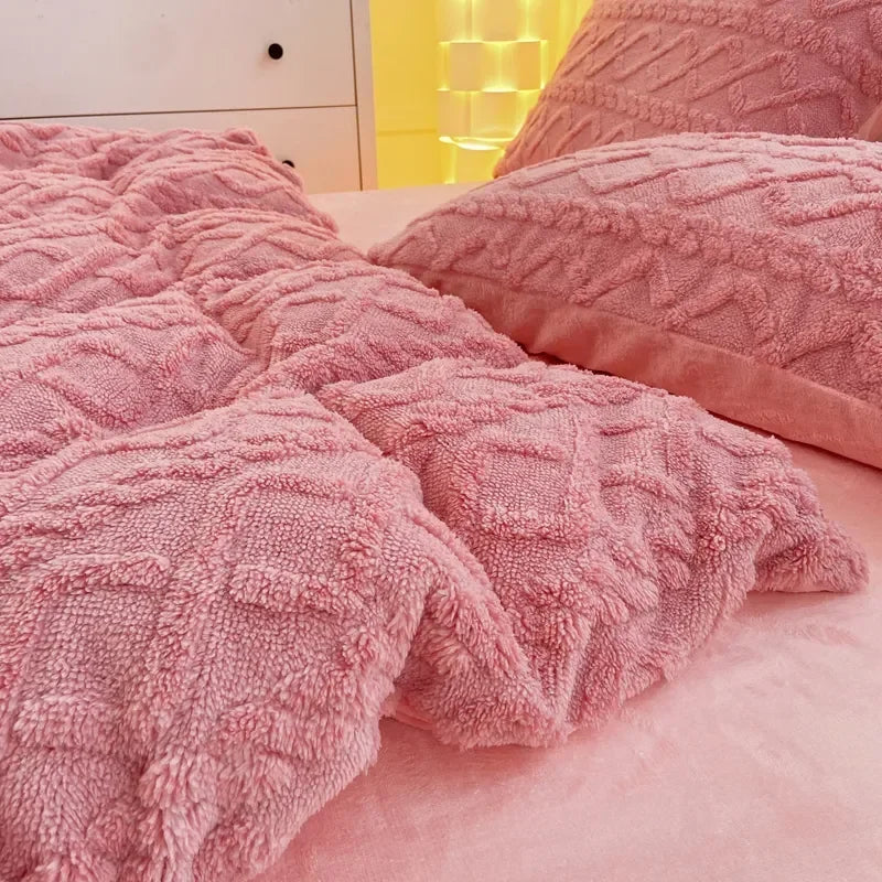 Taffel Velvet Duvet Cover for Winter Super Warm Soft Solid Color Comforter Cover Blanket Covers for Double Beds NO Pillowcase